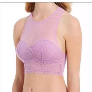 Free People Racer Back Bralette Purple Lilac Lace Scalloped NWT Large